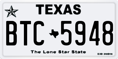 TX license plate BTC5948