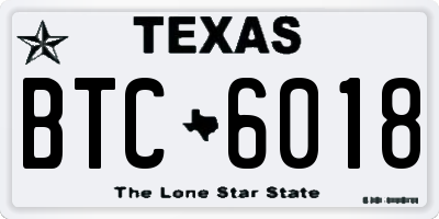 TX license plate BTC6018