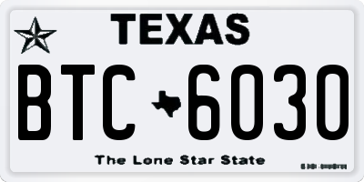 TX license plate BTC6030