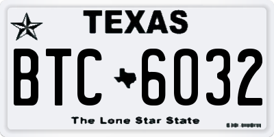 TX license plate BTC6032