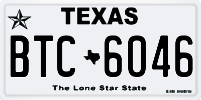 TX license plate BTC6046