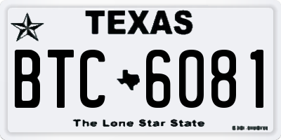 TX license plate BTC6081