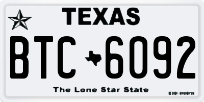 TX license plate BTC6092