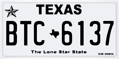 TX license plate BTC6137