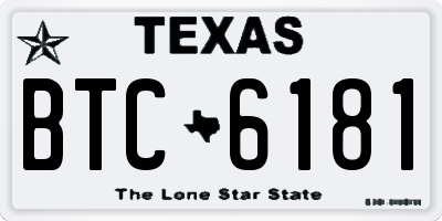 TX license plate BTC6181
