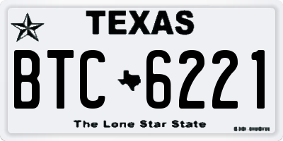 TX license plate BTC6221