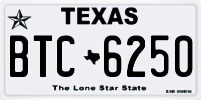 TX license plate BTC6250