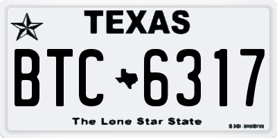 TX license plate BTC6317