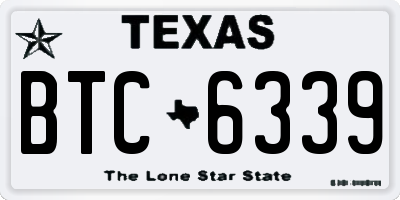 TX license plate BTC6339