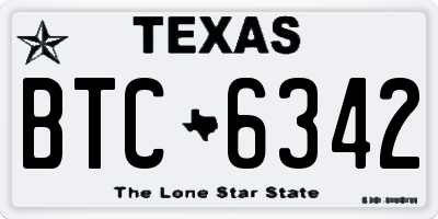 TX license plate BTC6342