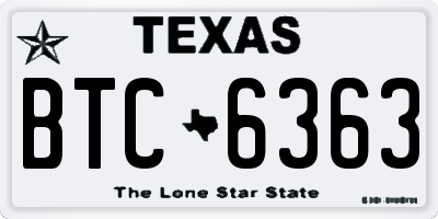 TX license plate BTC6363