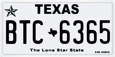 TX license plate BTC6365