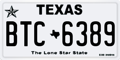TX license plate BTC6389