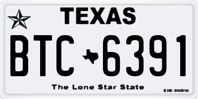 TX license plate BTC6391