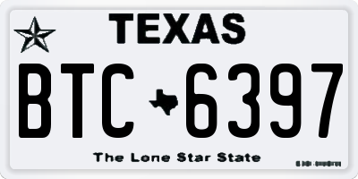 TX license plate BTC6397