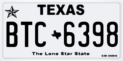TX license plate BTC6398
