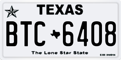 TX license plate BTC6408