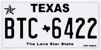 TX license plate BTC6422