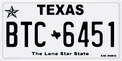 TX license plate BTC6451
