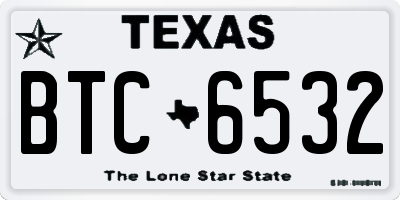 TX license plate BTC6532