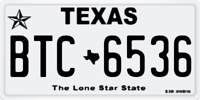 TX license plate BTC6536