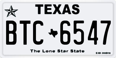 TX license plate BTC6547