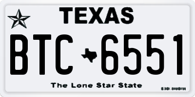 TX license plate BTC6551