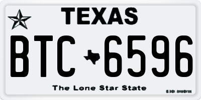 TX license plate BTC6596