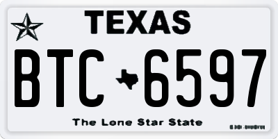 TX license plate BTC6597