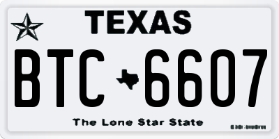 TX license plate BTC6607