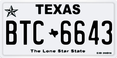 TX license plate BTC6643