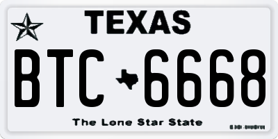 TX license plate BTC6668