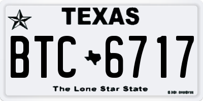 TX license plate BTC6717