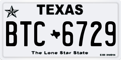 TX license plate BTC6729