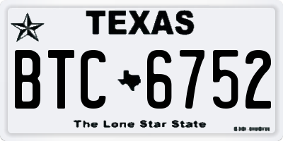TX license plate BTC6752