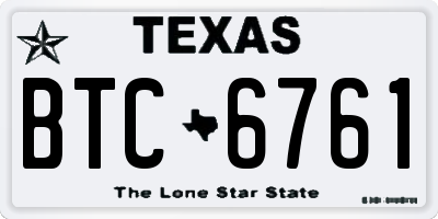 TX license plate BTC6761