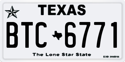 TX license plate BTC6771