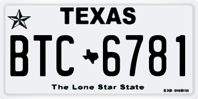 TX license plate BTC6781