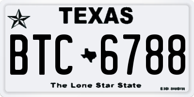 TX license plate BTC6788
