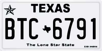 TX license plate BTC6791