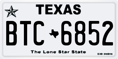 TX license plate BTC6852