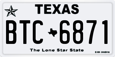 TX license plate BTC6871