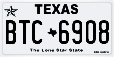 TX license plate BTC6908