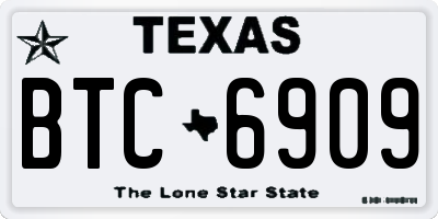 TX license plate BTC6909