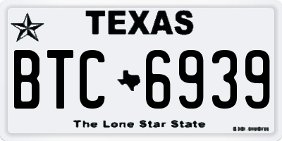 TX license plate BTC6939