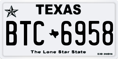 TX license plate BTC6958