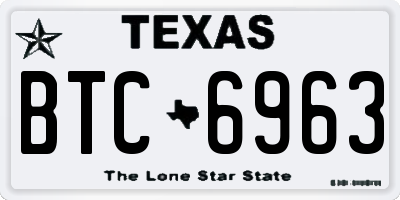 TX license plate BTC6963