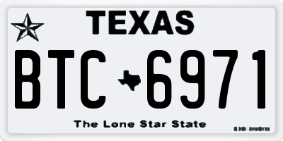 TX license plate BTC6971
