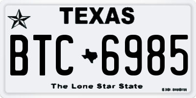 TX license plate BTC6985
