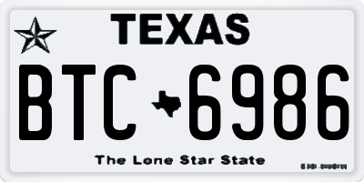 TX license plate BTC6986